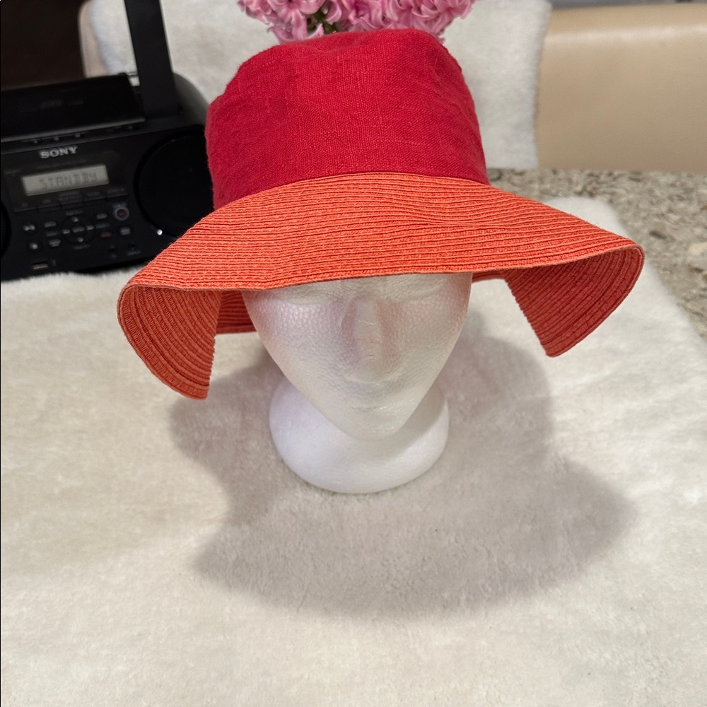 Galliano Sorbatti half straw/linen hat